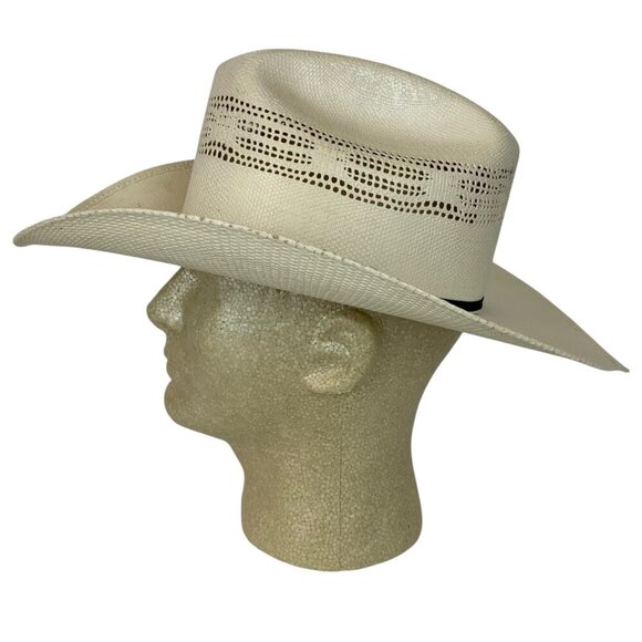 Wrangler Straw Cowboy Hat Natural Vented Crown Size 6-7/8 Western Style - Picture 3 of 10